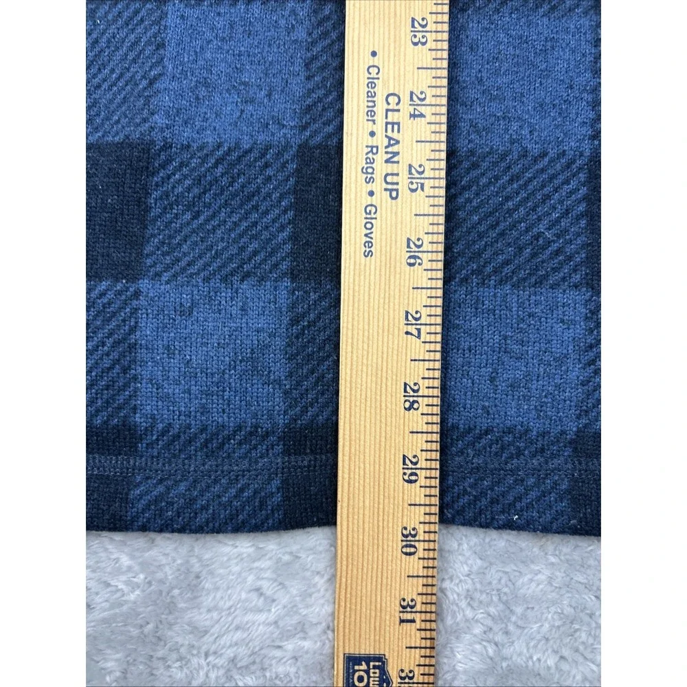 The North Face Jacket Mens 2XL Blue Plaid Zip Pocket Fleece 1/2 Zip Pullover
